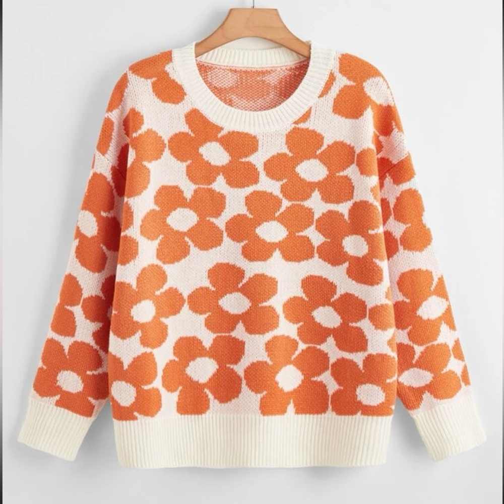 Floral Retro Plus Size Sweater Shein